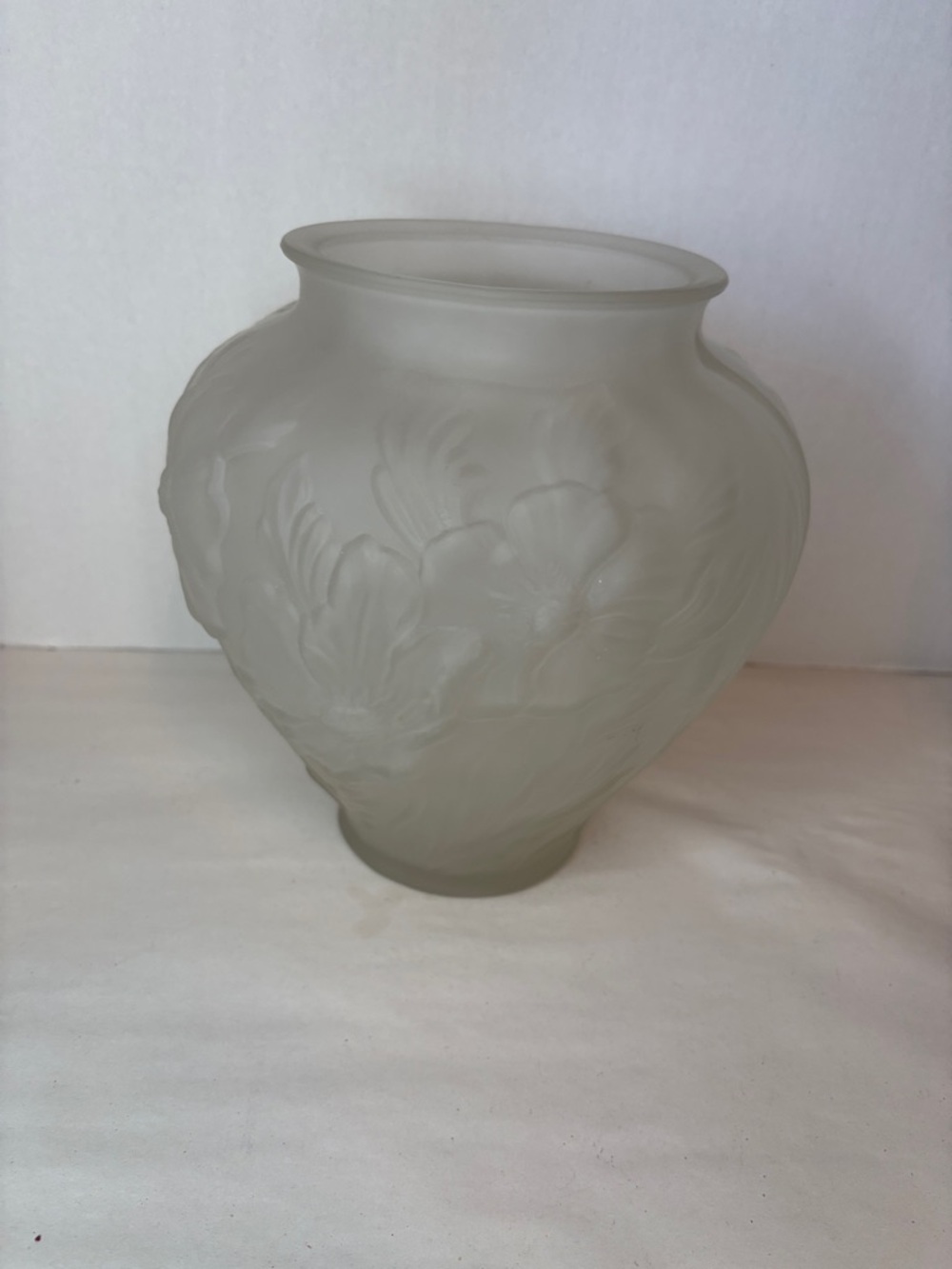 Phoenix Consolidated Glass Pressed Satin Art Glass Poppy Design Vase